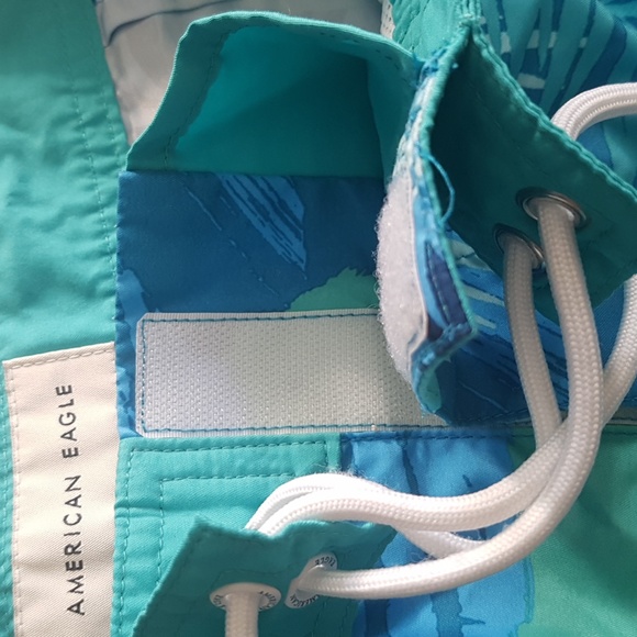 American Eagle Outfitters Men's Teal Palm Print Swim Board Shorts Size S - Picture 7 of 16